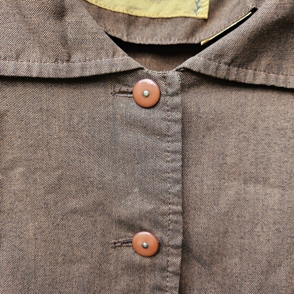 vtg Gay Gibson brown short sleeve day dress 1950s SEE MEASUREMENTS small flaws - Picture 6 of 8